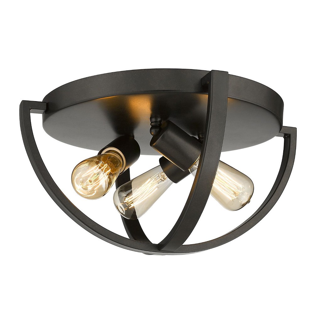 Golden Lighting-3167-FM15 EB-Colson - 3 Light Flush Mount in Durable style - 7.25 Inches high by 14.13 Inches wide Etruscan Bronze  Pewter Finish